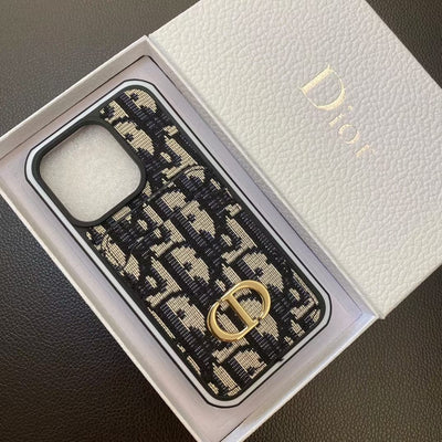 HypedEffects Dior Monogram iPhone Cases with Gold "CD" Logo and Card Holder - Signature Series