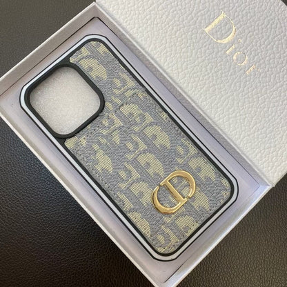 HypedEffects Dior Monogram iPhone Cases with Gold "Christian Dior" Logo and Card Holder - Signature Series