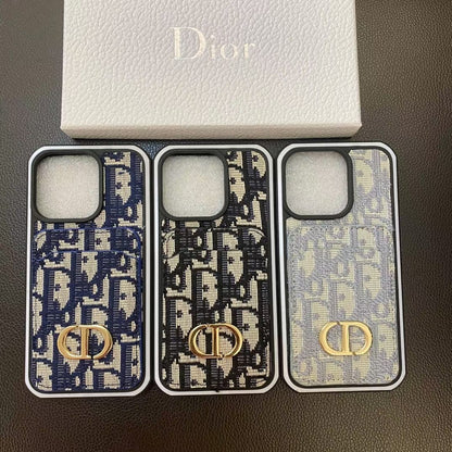 HypedEffects Dior Monogram iPhone Cases with Gold "Christian Dior" Logo and Card Holder - Signature Series