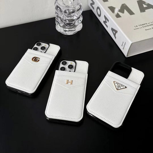 HypedEffects Eelegant White Leather Prada & gucci & Hermes iPhone Cover