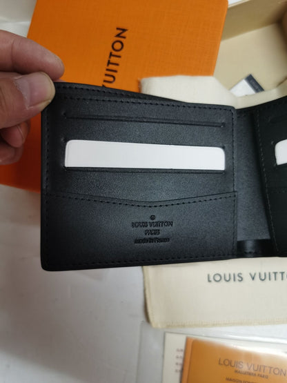 HypedEffects Embossed Black Leather Compact Wallet