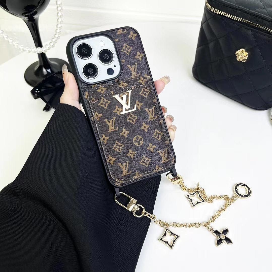 HypedEffects Fashioned Back Pocket louis vuitton iPhone Case | Charming chain holder
