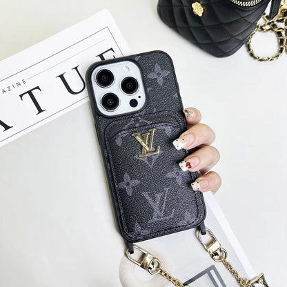 HypedEffects Fashioned Back Pocket louis vuitton iPhone Case | Charming chain holder