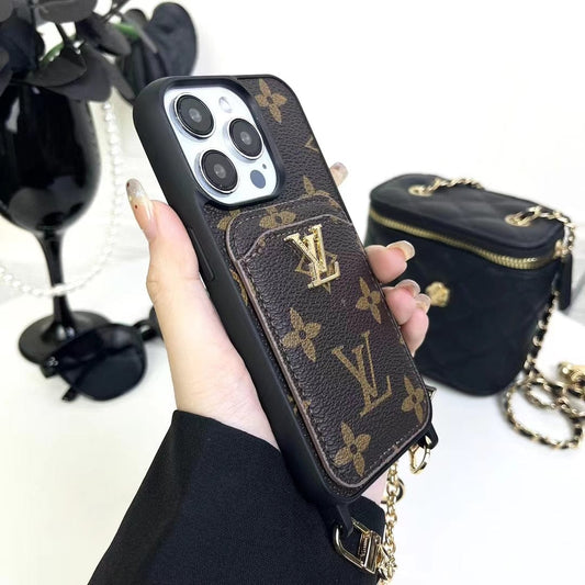 HypedEffects Fashioned Back Pocket louis vuitton iPhone Case | Charming chain holder