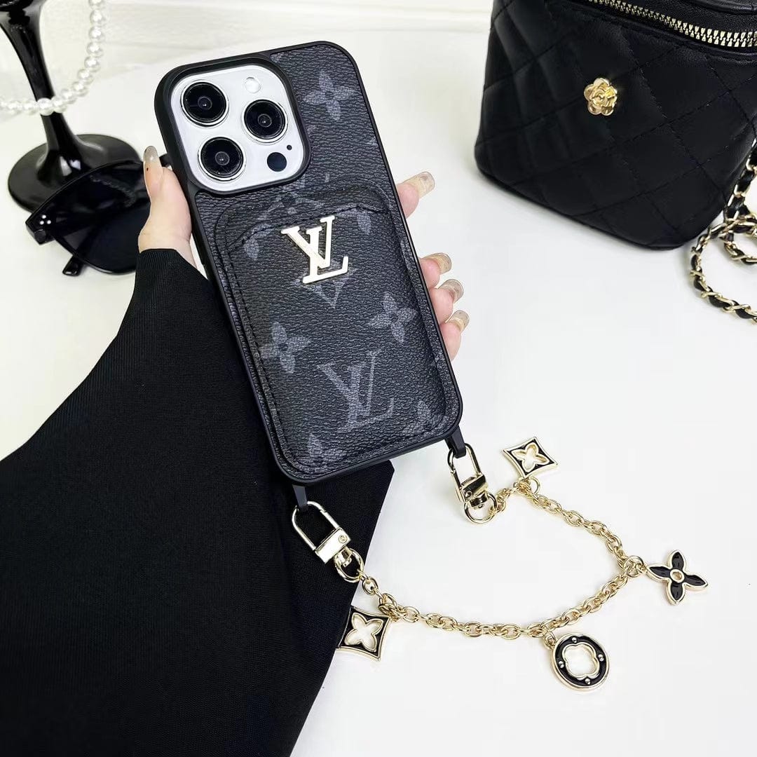 HypedEffects Fashioned Back Pocket louis vuitton iPhone Case | Charming chain holder