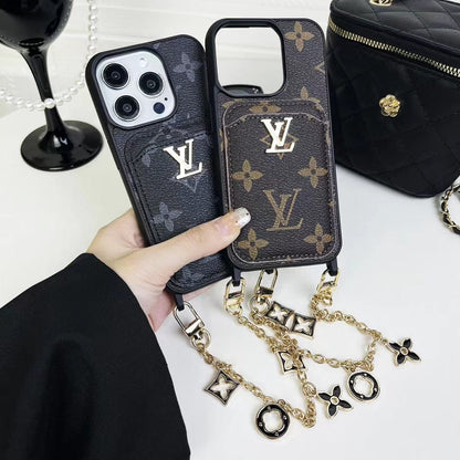 HypedEffects Fashioned Back Pocket louis vuitton iPhone Case | Charming chain holder