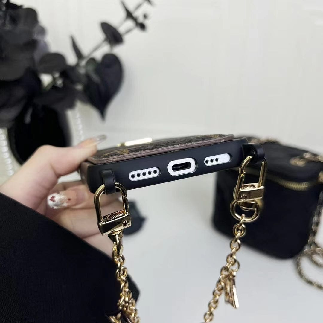 HypedEffects Fashioned Back Pocket louis vuitton iPhone Case | Charming chain holder