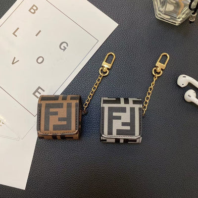 HypedEffects Fendi Monogram Airpod Covers with Gold Chain