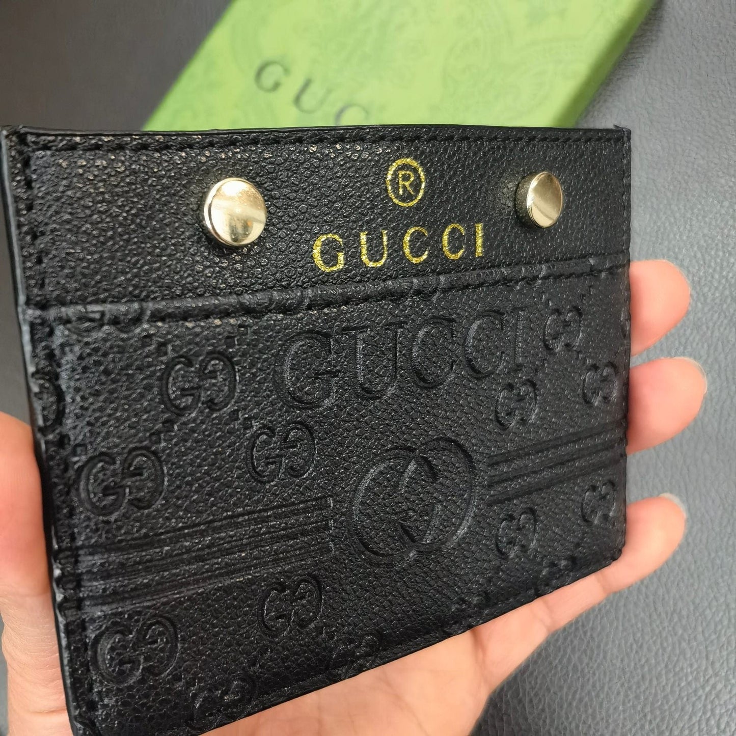 HypedEffects gucci Embossed Leather Card Holder Wallet