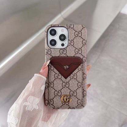 HypedEffects gucci gucci Canvas Cardholder Leather iPhone Case
