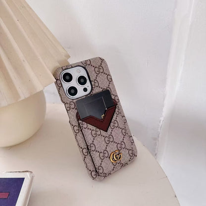 HypedEffects gucci gucci Canvas Cardholder Leather iPhone Case