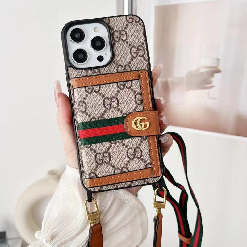 HypedEffects Gucci iPhone 15 Case with Wrist Strap