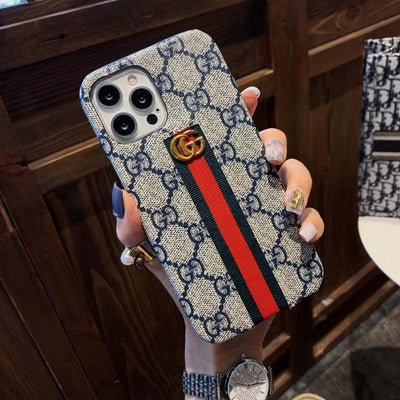 HypedEffects Gucci Monogram Canvas iPhone Case with Stripe Detail