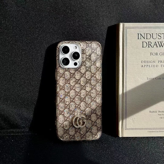 HypedEffects gucci Monogram Glitter iPhone Case with Rhinestone gucci Logo