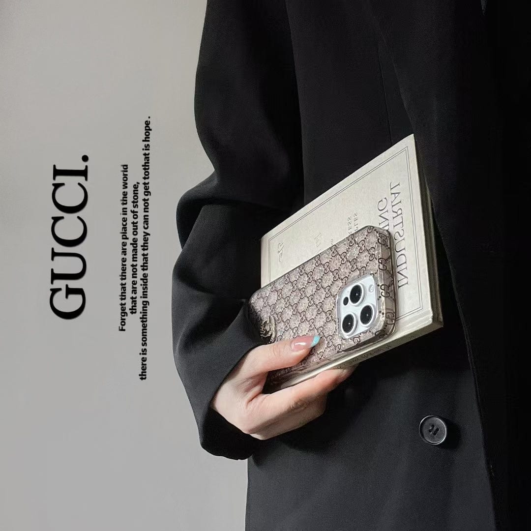 HypedEffects gucci Monogram Glitter iPhone Case with Rhinestone gucci Logo