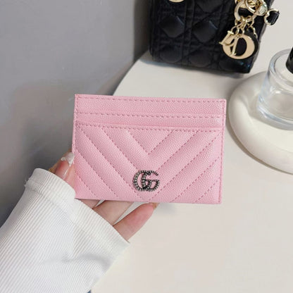 HypedEffects gucci Quilted Leather Card Holders Wallet with Double G Logo - Set of Six