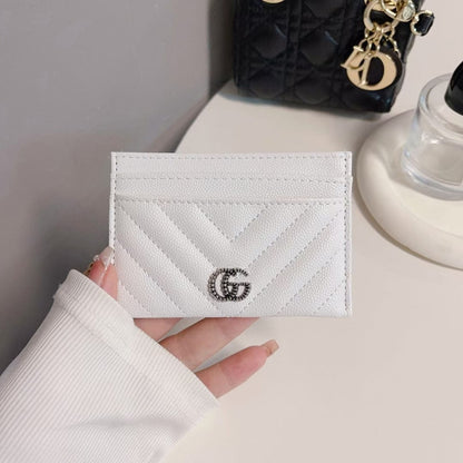 HypedEffects gucci Quilted Leather Card Holders Wallet with Double G Logo - Set of Six