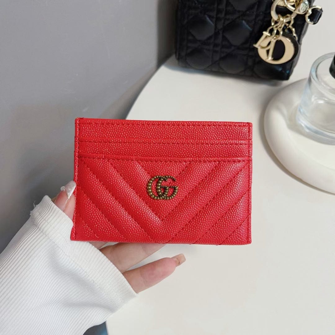HypedEffects gucci Quilted Leather Card Holders Wallet with Double G Logo - Set of Six