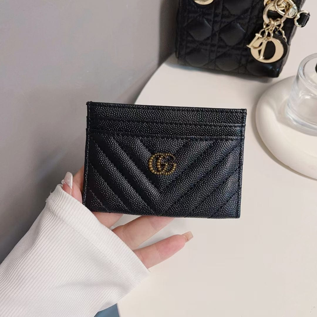 HypedEffects gucci Quilted Leather Card Holders Wallet with Double G Logo - Set of Six