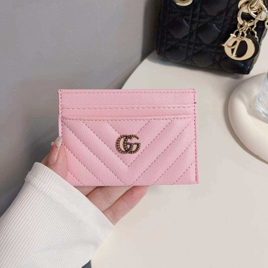 HypedEffects gucci Quilted Leather Card Holders Wallet with Double G Logo - Set of Six