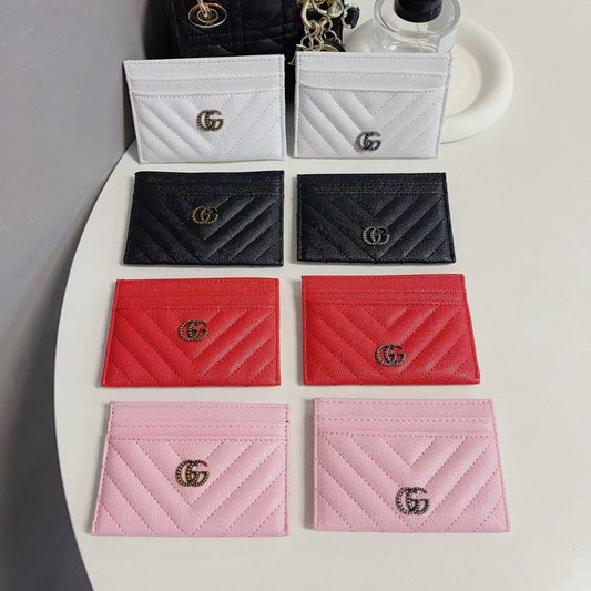 HypedEffects gucci Quilted Leather Card Holders Wallet with Double G Logo - Set of Six