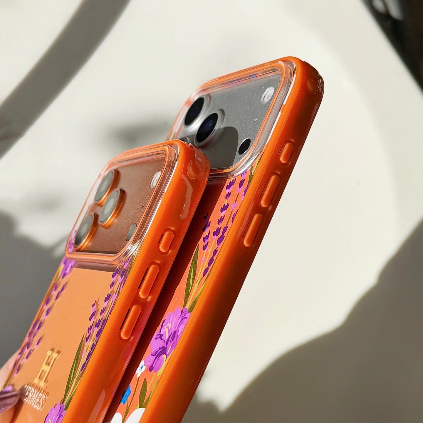HypedEffects Hermès Floral Signature Case with Wrist Charm for iPhone 13 to 17 Pro Max