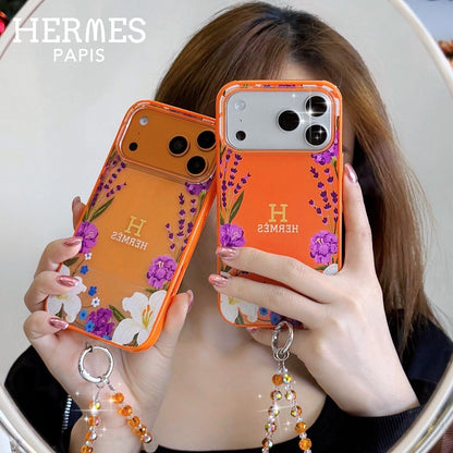 HypedEffects Hermès Floral Signature Case with Wrist Charm for iPhone 13 to 17 Pro Max