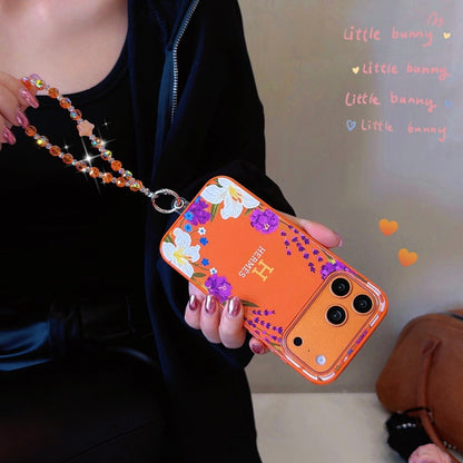 HypedEffects Hermès Floral Signature Case with Wrist Charm for iPhone 13 to 17 Pro Max