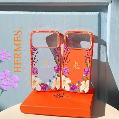 HypedEffects Hermès Floral Signature Case with Wrist Charm for iPhone 13 to 17 Pro Max