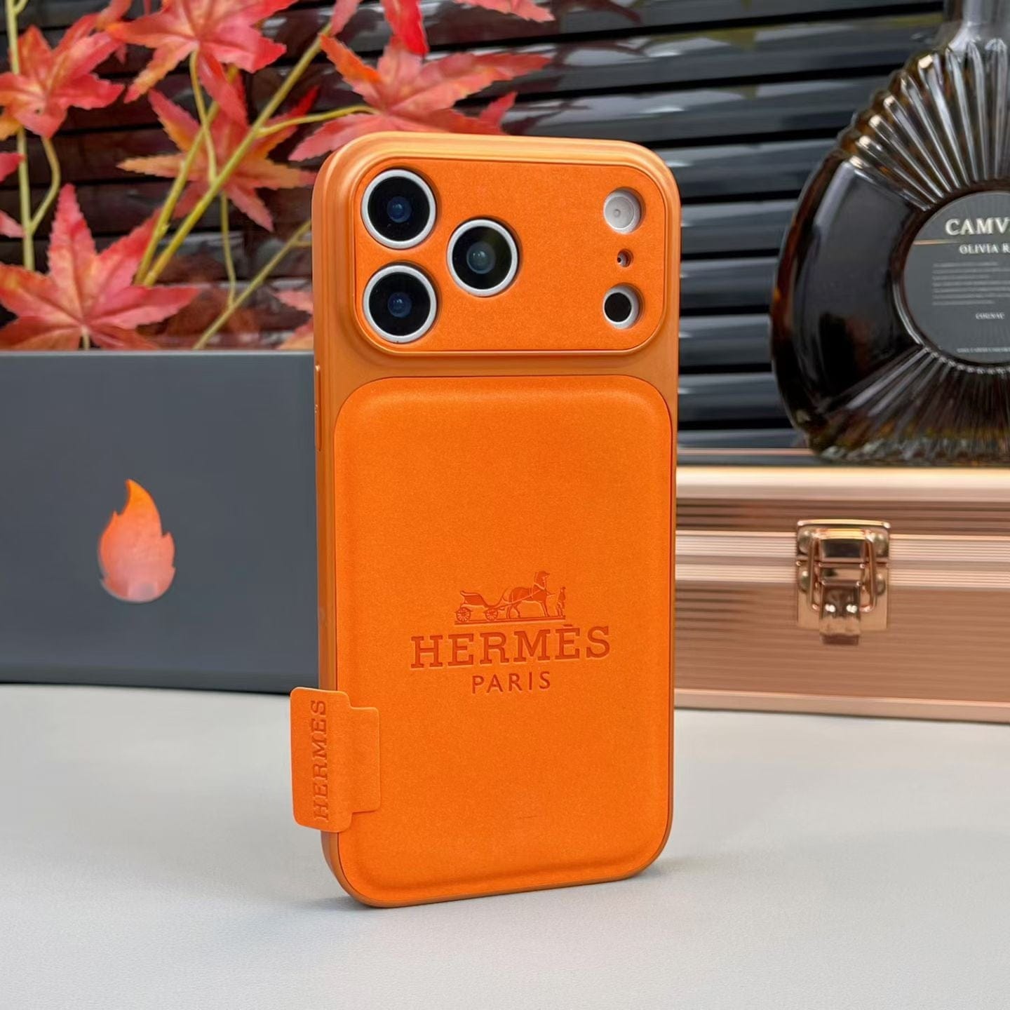 HypedEffects Hermès Leather Card Holder Phone Case for iPhone 14 to iPhone 17 Pro Max
