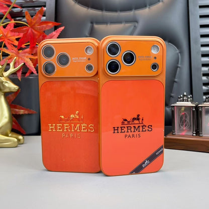 HypedEffects Hermes Paris Orange Phone Case for iPhone 14 to iPhone 17 Pro Max Designer Style Back Cover