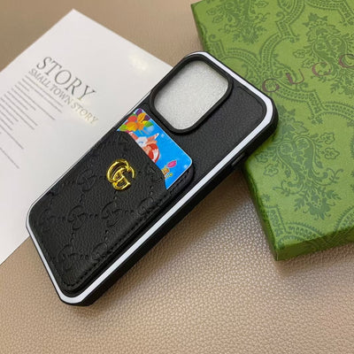 HypedEffects iphone 12 - 16 Pro Max Luxury Emboss Gucci With Cash Card Holder