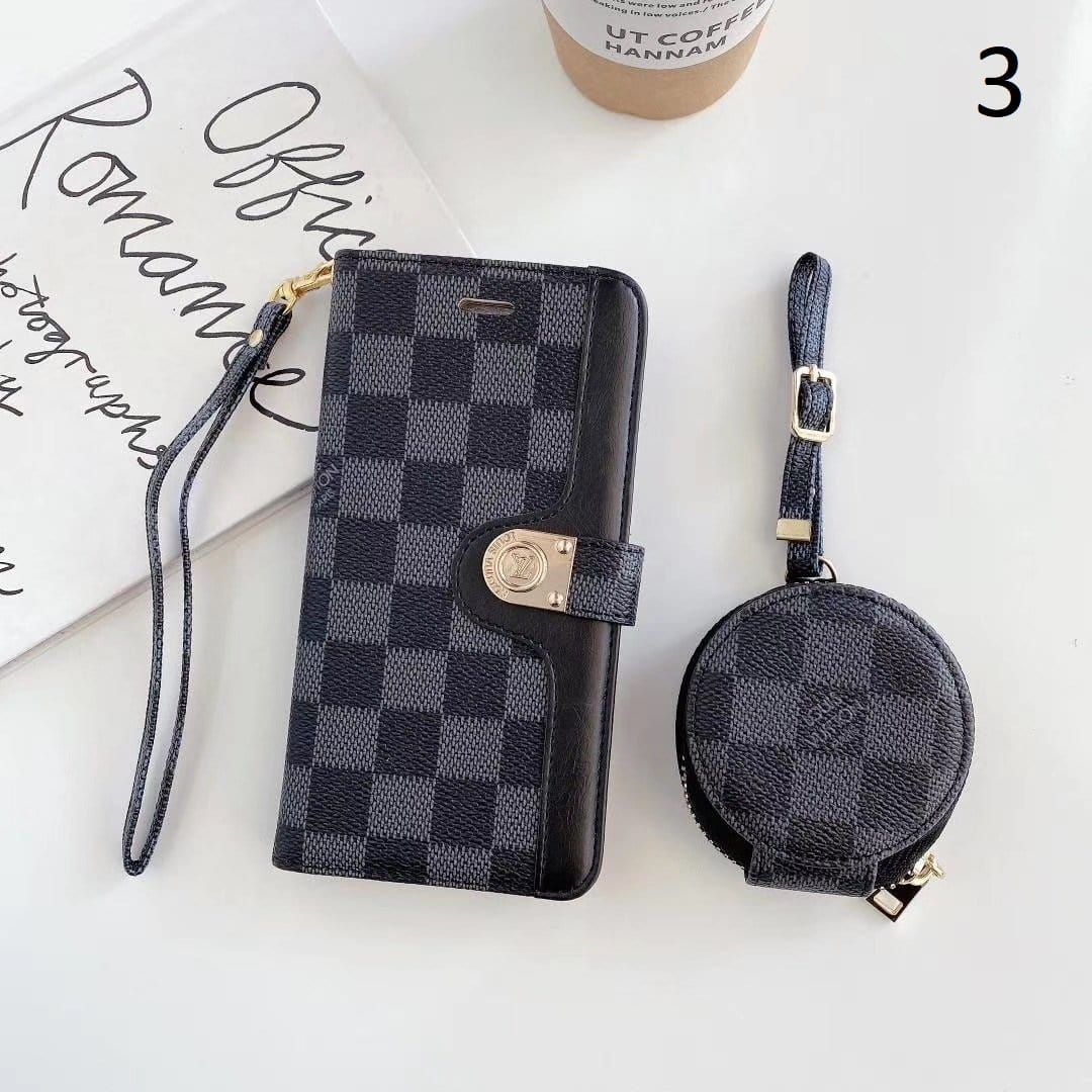 HypedEffects Leather Folio louis vuitton And gucci iPhone Case for iphone 12, iphone 13 + FREE AIRPODS PRO CASE