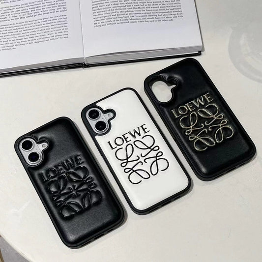 HypedEffects Loewe Anagram Logo Leather iPhone Case