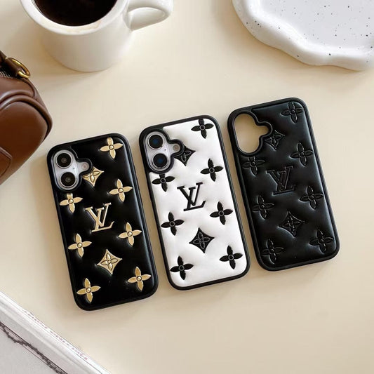 HypedEffects louis vuitton 3D Quilted Monogram Leather iPhone Case