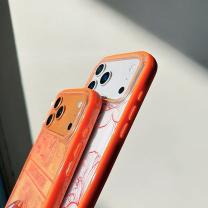 HypedEffects louis vuitton and Dior Orange Aesthetic Wrist Chain Case for iPhone 14 to 17 Pro Max