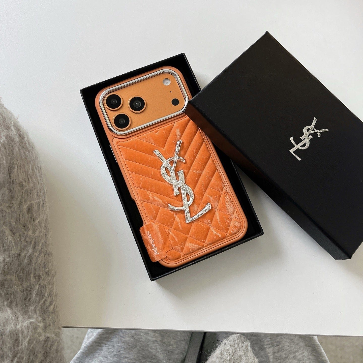 HypedEffects louis vuitton and gucci Leather Phone Case with Metal Logo for iPhone 13 to iPhone 17 Pro Max