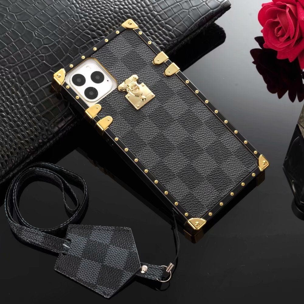 HypedEffects louis vuitton Checkered Trunk-Inspired iPhone Cases with Gold Hardware