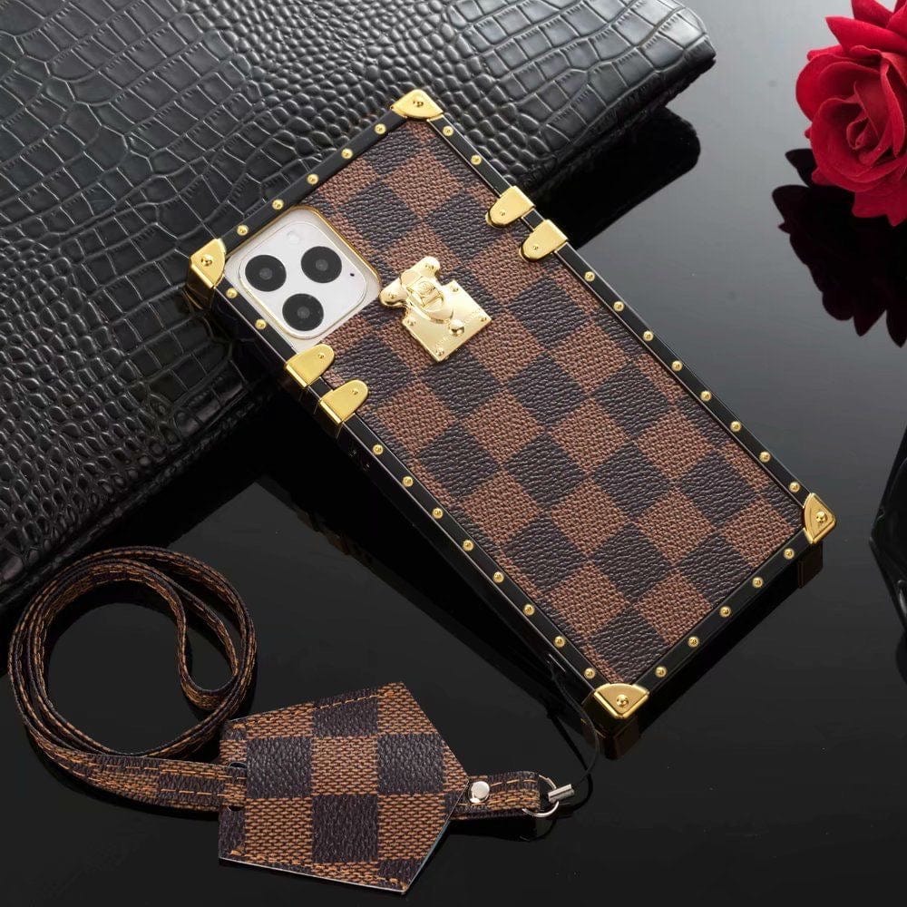 HypedEffects louis vuitton Checkered Trunk-Inspired iPhone Cases with Gold Hardware