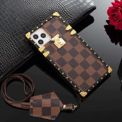 HypedEffects louis vuitton Checkered Trunk-Inspired iPhone Cases with Gold Hardware