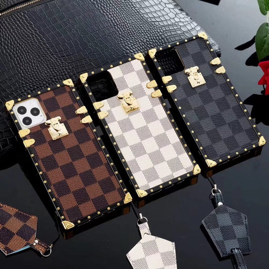 HypedEffects louis vuitton Checkered Trunk-Inspired iPhone Cases with Gold Hardware