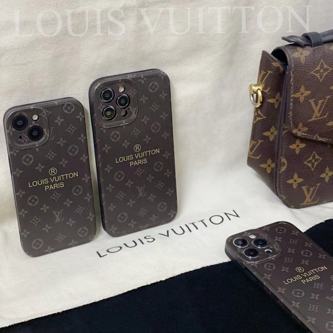 HypedEffects louis vuitton Classic Monogram iPhone Cases with Gold Branding