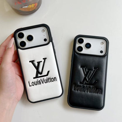 HypedEffects louis vuitton Embossed Logo Luxury Case for iPhone 13 to 17 Pro Max
