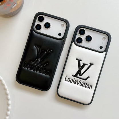 HypedEffects louis vuitton Embossed Logo Luxury Case for iPhone 13 to 17 Pro Max