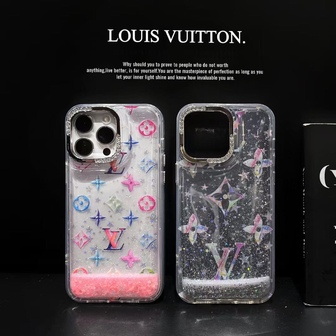 HypedEffects louis vuitton Glitter Sparkle Monogram iPhone Case with Rhinestone Camera Ring