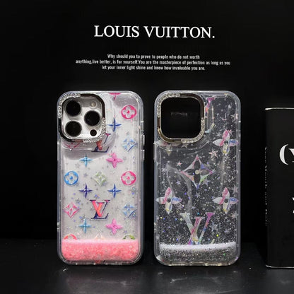 HypedEffects louis vuitton Glitter Sparkle Monogram iPhone Case with Rhinestone Camera Ring