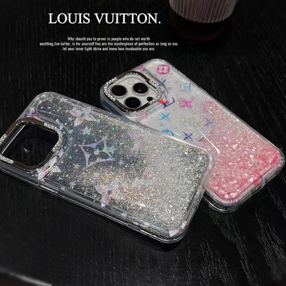 HypedEffects louis vuitton Glitter Sparkle Monogram iPhone Case with Rhinestone Camera Ring