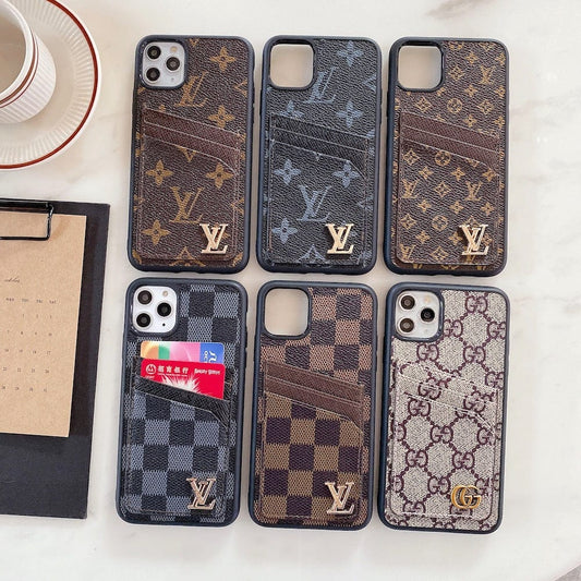 HypedEffects louis vuitton & gucci iPhone 17 Case Collection - Famous Patterns with Integrated Wallet