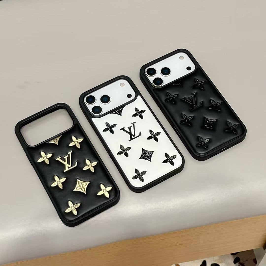 HypedEffects louis vuitton Monogram Relief Luxury Case for iPhone 13 to 17 Pro Max
