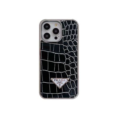 HypedEffects Prada Croc-Embossed Designer Phone Case for iPhone 11 to 16